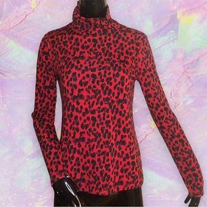 Banana Republic red leopard print knit turtleneck long sleeve